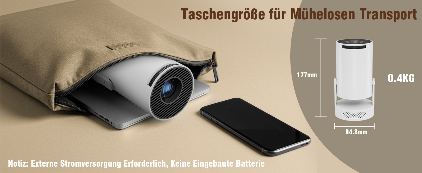 Міні проектор Alwtniet 4K з Wi-Fi 6, Bluetooth 5.4, 5W динаміком, автоматичною корекцією трапецеїдальних спотворень, поворотним на 180°, портативний для дому та вулиці (Android 11)