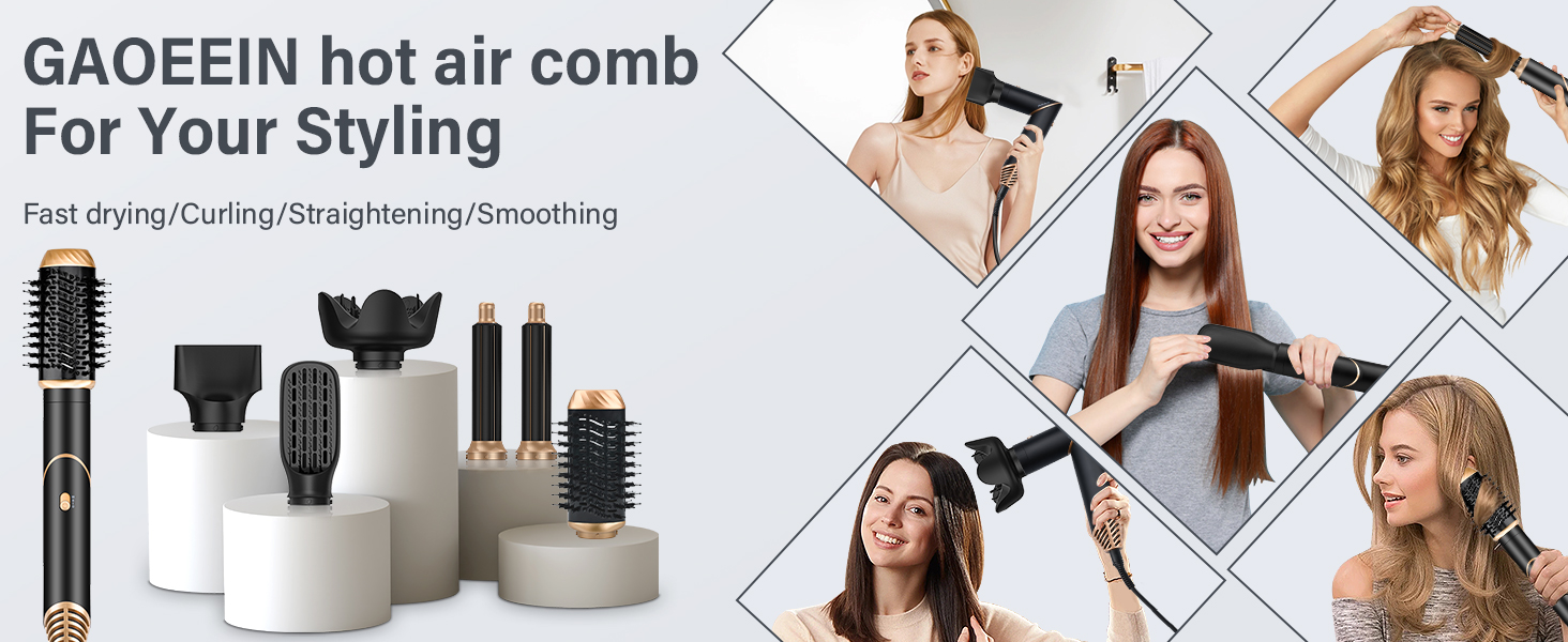 Фен GAOEEIN Air Styler 6 в 1 Magic Twist, 110 000 об/хв, швидке сушіння, для всіх типів волосся