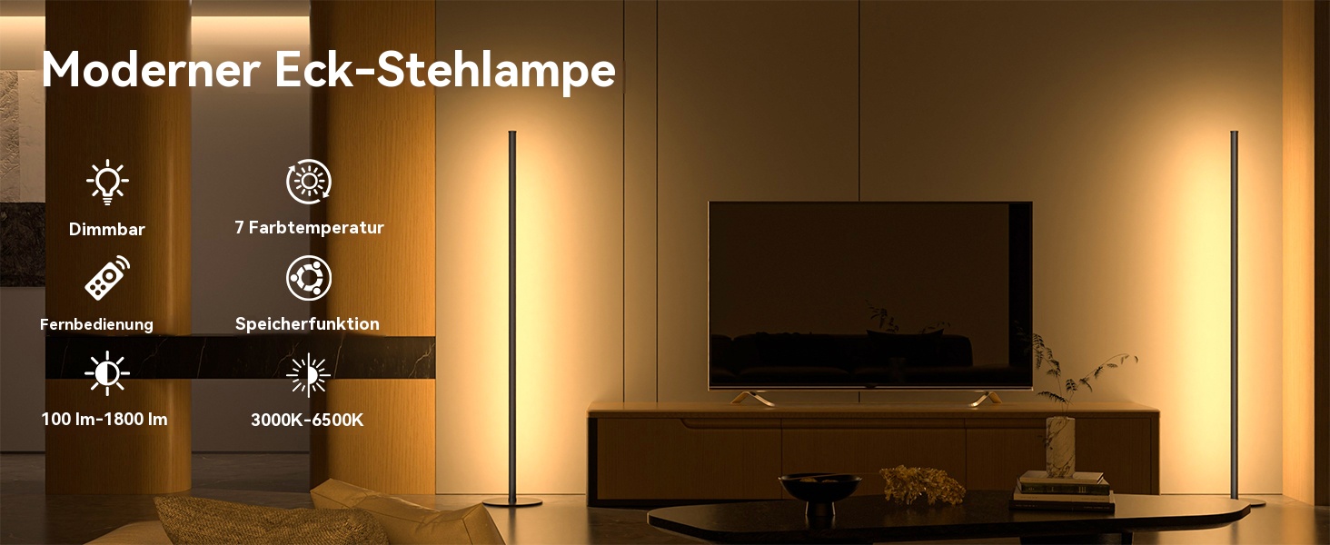 LED торшер для вітальні, білий з пультом ДУ, RGB 16 млн кольорів, синхронізація з музикою, 140 см, кутова лампа для ТБ, спальні, ігрової кімнати