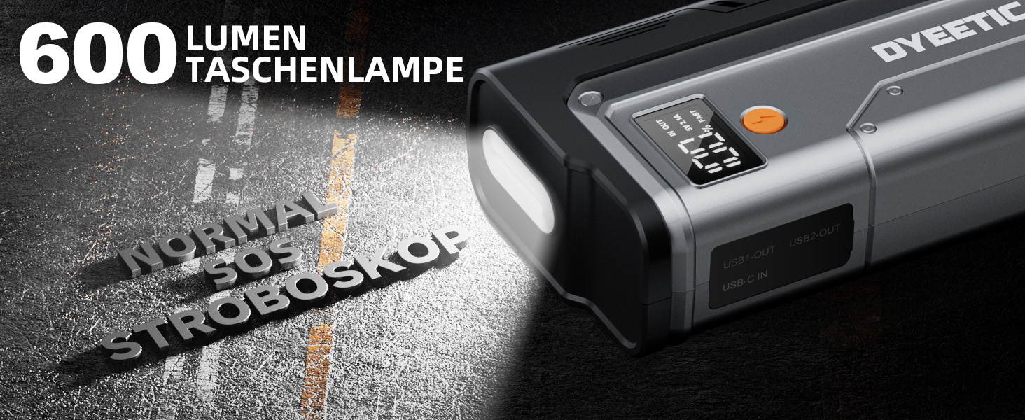 Powerbank Starthilfe 7000A: Автомобільний пусковий пристрій для 12V авто, бензин та дизель (до 12.0L), з LED ліхтариком та USB зарядкою