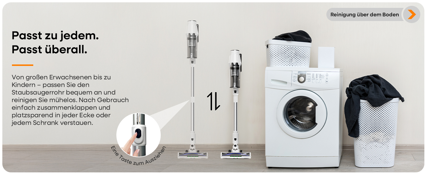 Акумуляторний пилосос ElecKeys 48000 Па, 580 Вт, 65 хв з LED дисплеєм, для підлоги, килимів та шерсті тварин, білий