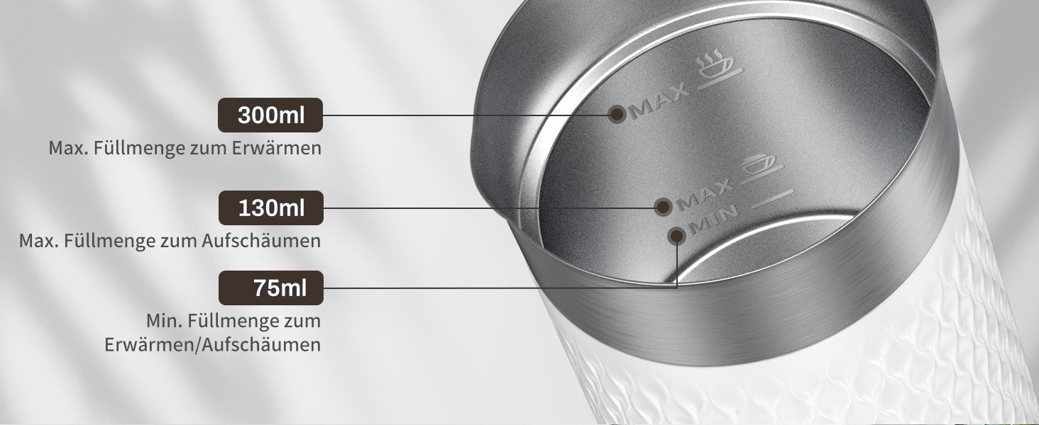 SIMPLETASTE: Електричний спінювач молока 4-в-1, автоматичний, для гарячого та холодного напою, з підігрівом, автоматичне вимкнення, білий