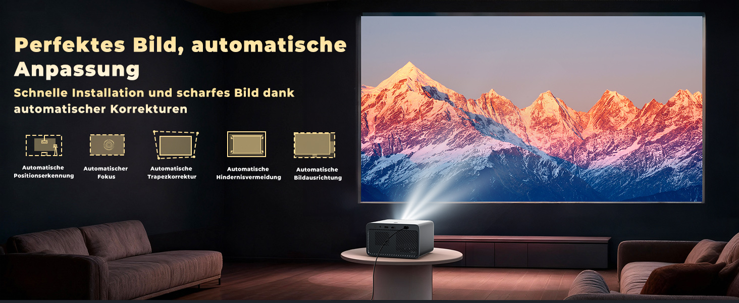 Проєктор Beamer-4K Smart Home Cinema: WiFi6, Bluetooth, Dolby Audio, Netflix, 1080P HD, Автофокус, eARC/CEC, Чорний