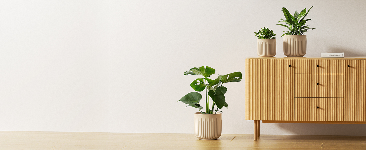 Набір горщиків для квітів LE TAUCI 3шт, кераміка, 21+17+14 см, з дренажними отворами