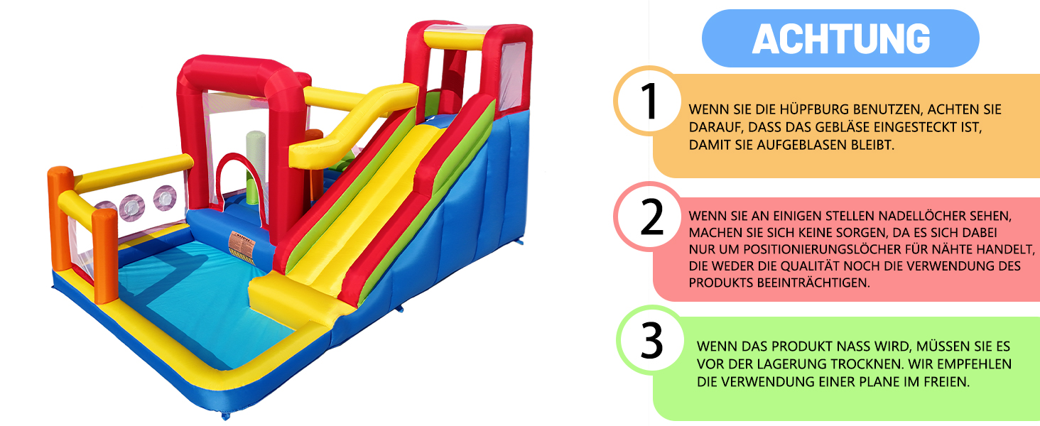 Надувний замок для дітей з насосом, міцний матеріал, для 3-4 дітей, 315x245x194 см (HSH2)