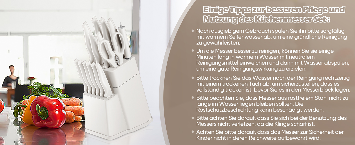 Набір кухонних ножів Homikit з підставкою, з шліфувальником, нержавіюча сталь, 6 ножів для стейку, антиковзні ручки, 15 предметів