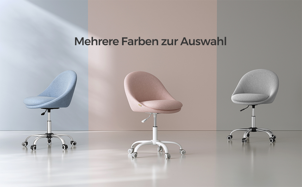 Крісло SONGMICS для офісу та дому, крісло для макіяжу, регульоване по висоті, з м'якою оббивкою, для робочого кабінету або спальні, кремово-біле (пастельно-рожеве, Sherpa-тканина)