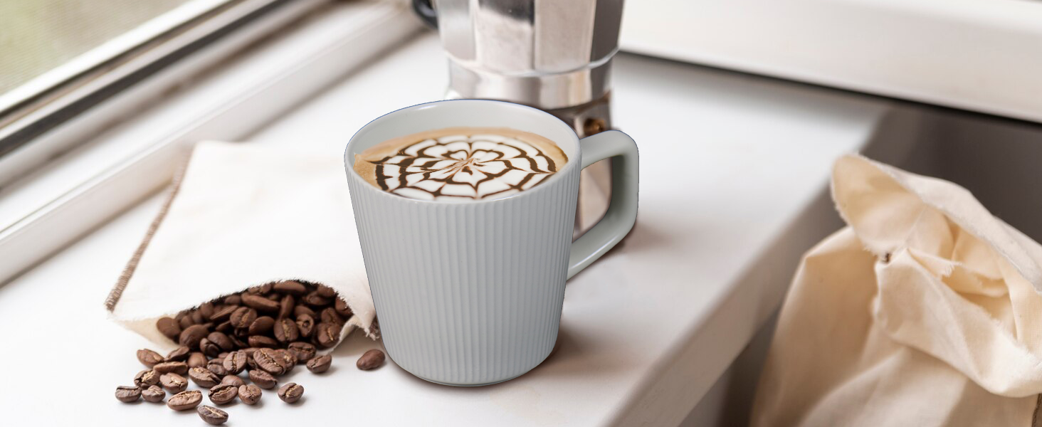 Набір кавових чашок 4 шт. - 500 мл - Матова кераміка - Набір чашок для кави та чаю - Мікрохвильова безпека, зручна ручка