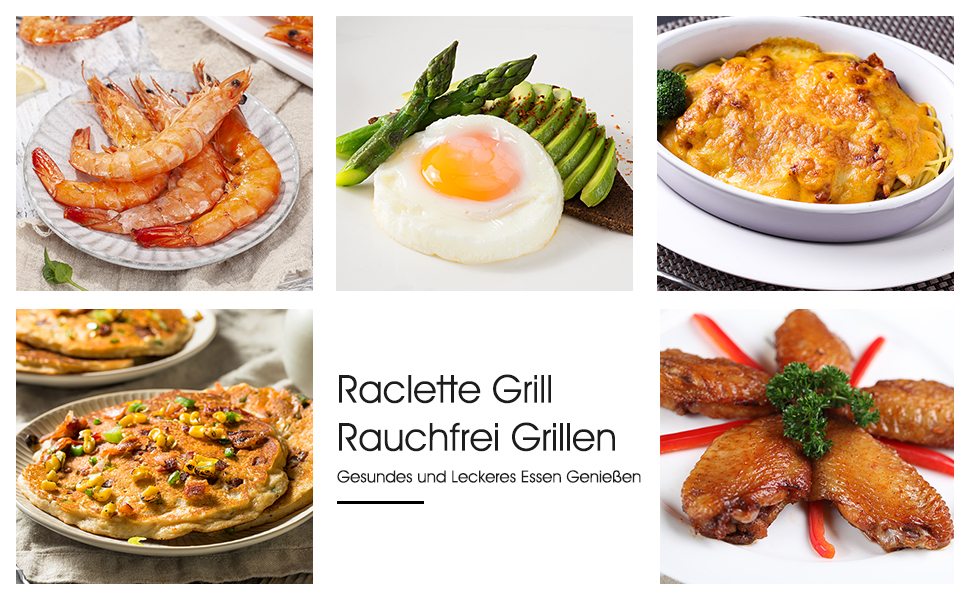 Ракле Грати для 8 осіб з антипригарним покриттям, 1500W, з міні-сковорідками та дерев'яними шпателями