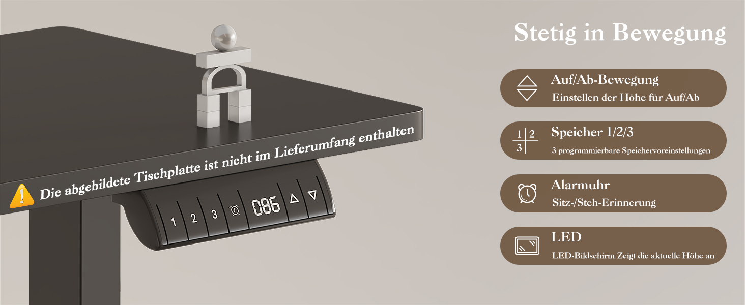 Електричний столик-трансформер Devoko з регулюванням висоти 60-125 см, 3 пам'яті, чорний