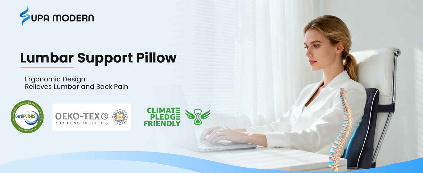 Подушка для попереку SUPA MODERN для офісного крісла та автосидіння, з піни Memory Foam, чорна, велика