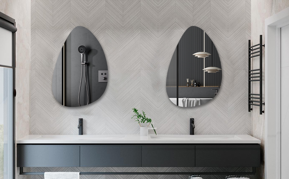 Дзеркало для ванної кімнати Boromal - Чорне, 45x70 см, Вертикальне/Горизонтальне, для ванної, вітальні, туалету