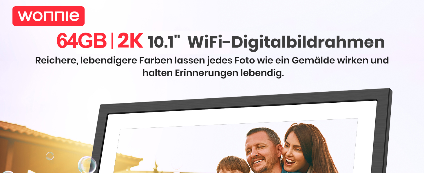 Цифровий фоторамка Frameo 10.1 дюймів: 64GB, 2K сенсорний екран, автоповорот, Frameo App