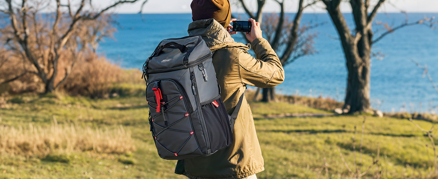 Рюкзак-холодильник Overmont 30L - ізольована сумка-холодильник для пікніків, кемпінгу, пляжу. Чорний