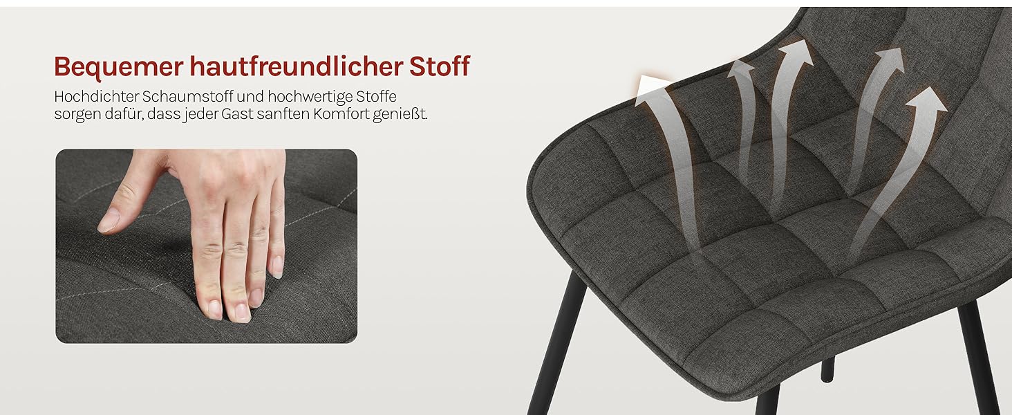 Стільці для їдальні WOLTU, 2 шт., для вітальні, кухні, їдальні, м'які з підлокітниками, сидіння з льону, металеві ніжки, до 150 кг, темно-сірий