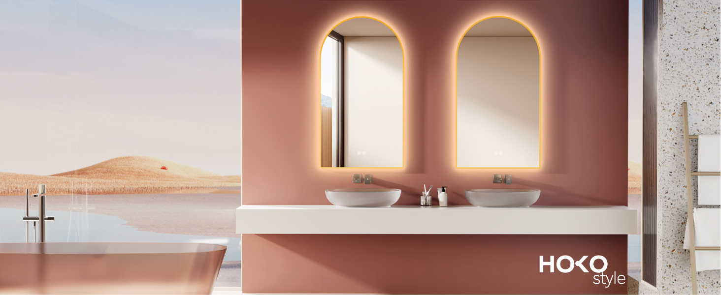 Дзеркало для ванної кімнати LED HOKO Design Turin, овальне, 45x75 см, матовий чорний, з підсвічуванням, сенсорне керування, зміна кольору світла (тепле/холодне/нейтральне), антизапарювання, монтаж HOCH+QUER