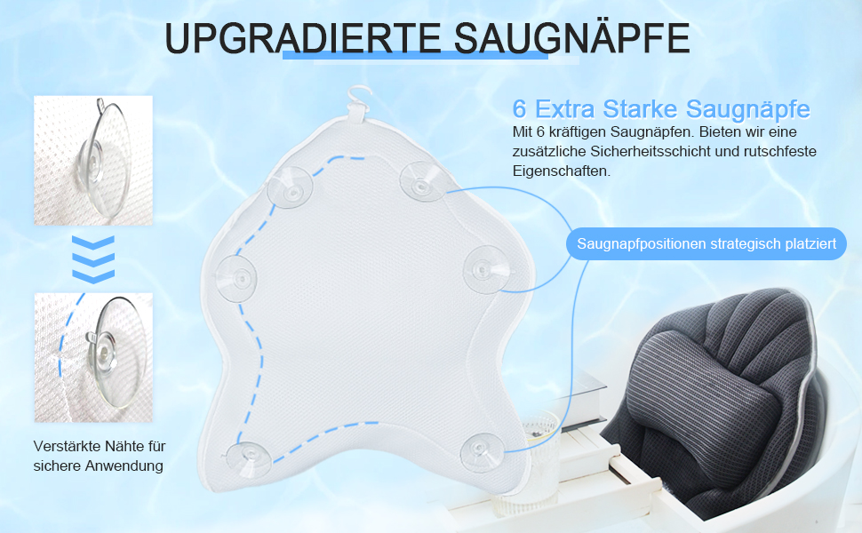 Подушка для ванни Poemland Extra Dickes – велика, з підтримкою шиї, спини та голови (сіра)