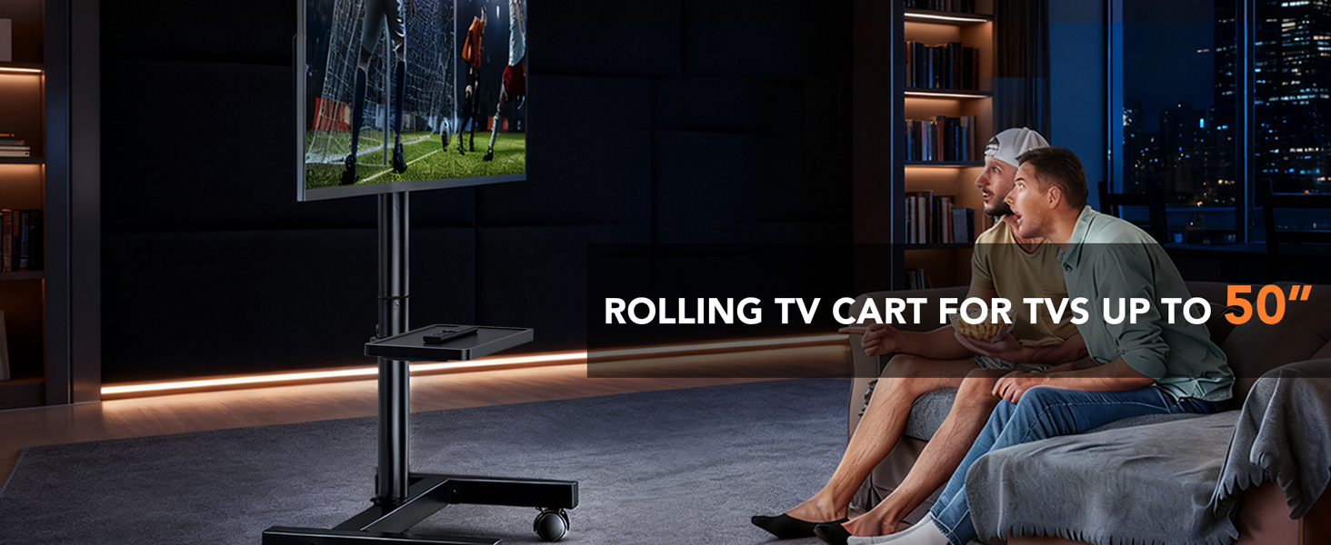 Підставка для телевізора Hemudu з колесами 23-60 дюймів, VESA 400x400 мм, до 35 кг, регульована висота