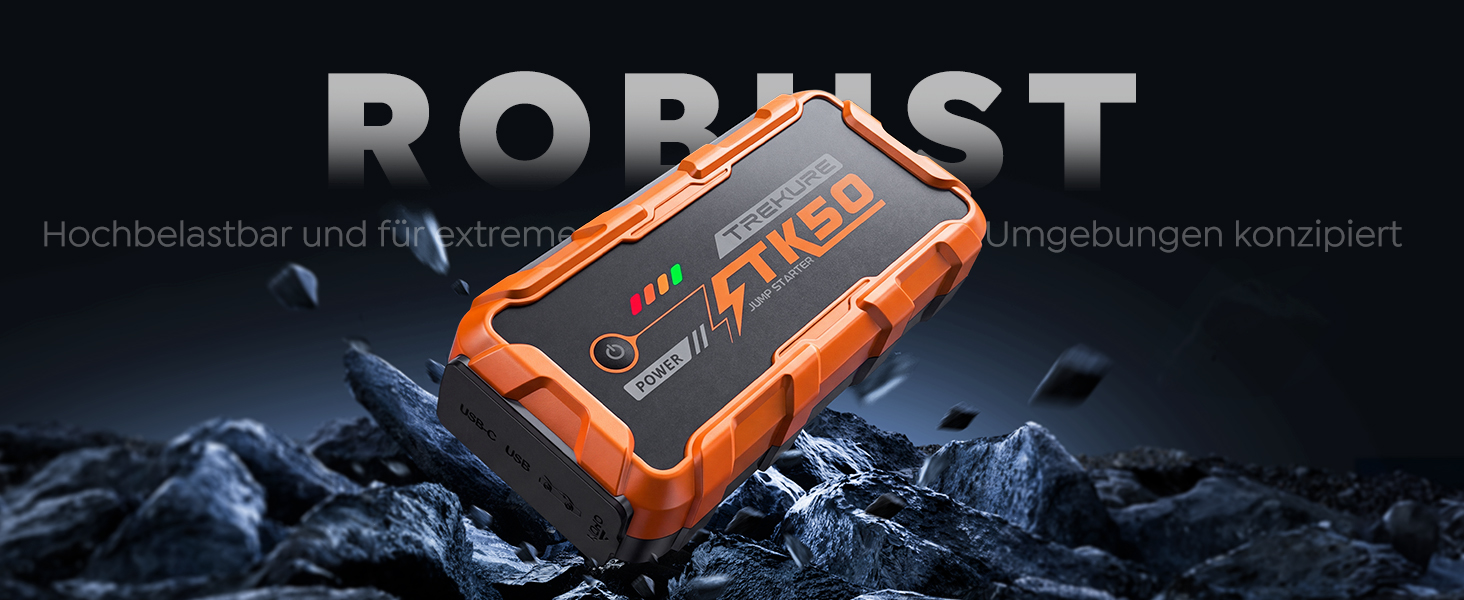 Бустер для автомобіля Starthilfe Powerbank 9000A 26800mAh — Пусковий пристрій для бензинових та дизельних двигунів (до 12.0L), 12V з ліхтарем 800 Лм та USB-портами, помаранчевий