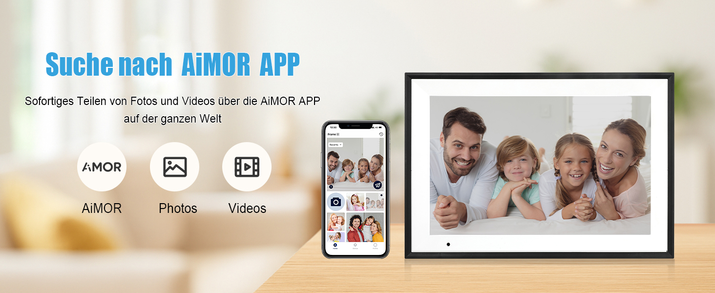 Цифровий фоторамка WiFi 10,1 дюйма, IPS HD сенсорний екран, 32GB, автоматичне обертання, підключення з будь-якого місця, чорний