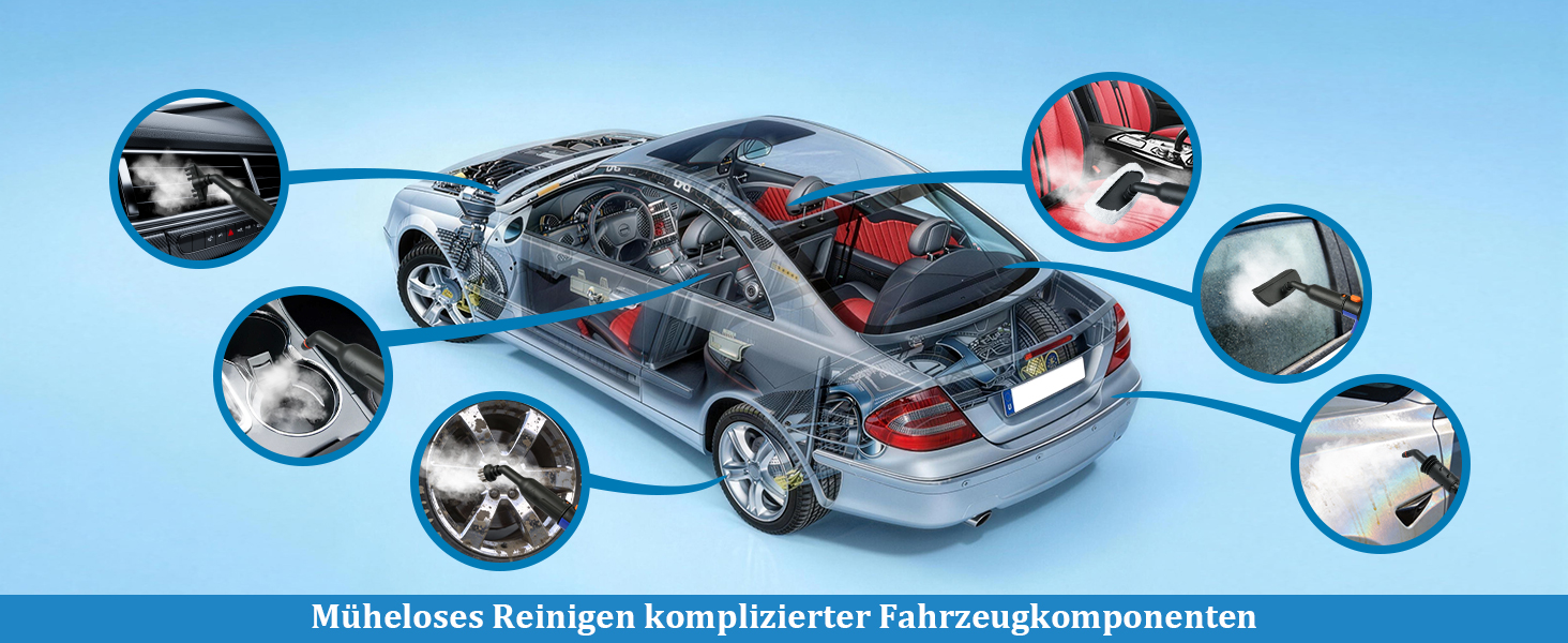 Портативний пароочисник 110°C: ефективне очищення, універсальний пристрій з 10 насадками та 5м кабелем. Ідеально для диванів, килимів, швів та видалення жиру. Колір: білий