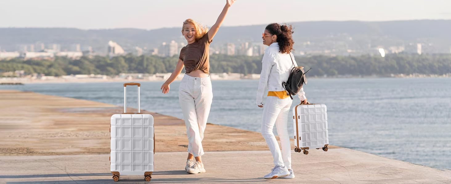 Набір валіз KONO 4 шт. з ABS-пластику з TSA замком (M, L, XL) - білий