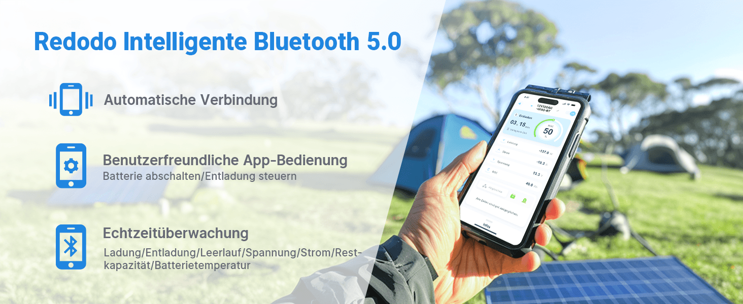 LiFePO4 акумулятор Redodo 12V 100Ah для підсидіння з Bluetooth та Smart BMS 100A, DIN H8/L5 (H190)