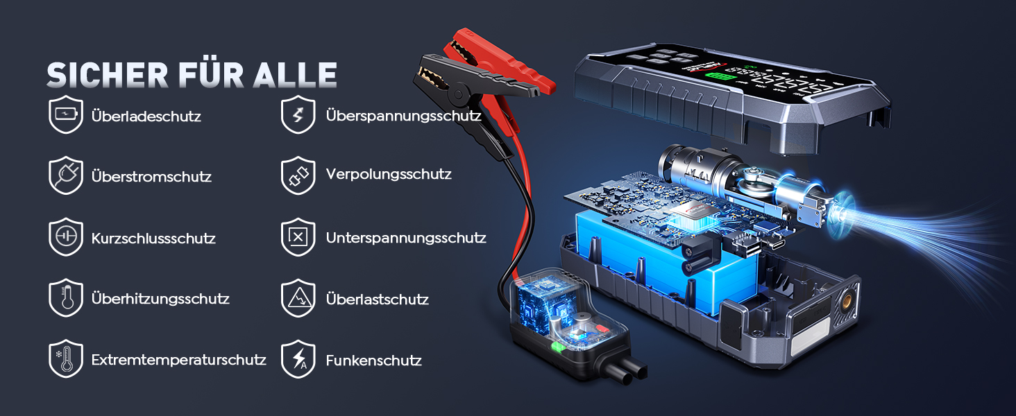 Powerbank для авто ANFLAG 7000A з компресором 160PSI, 26800mAh, для бензинових та дизельних двигунів (до 12.0L), LED-ліхтар