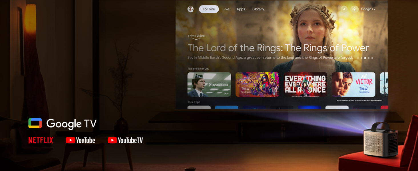 Nebula Anker Mars 3 Air Mini Beamer: проєктор 1080p з Google TV, Smart, Wi-Fi, 400 ANSI люмен, Dolby Digital, 2*8W, 150 дюймів, акумулятор, 2,5 години, новий