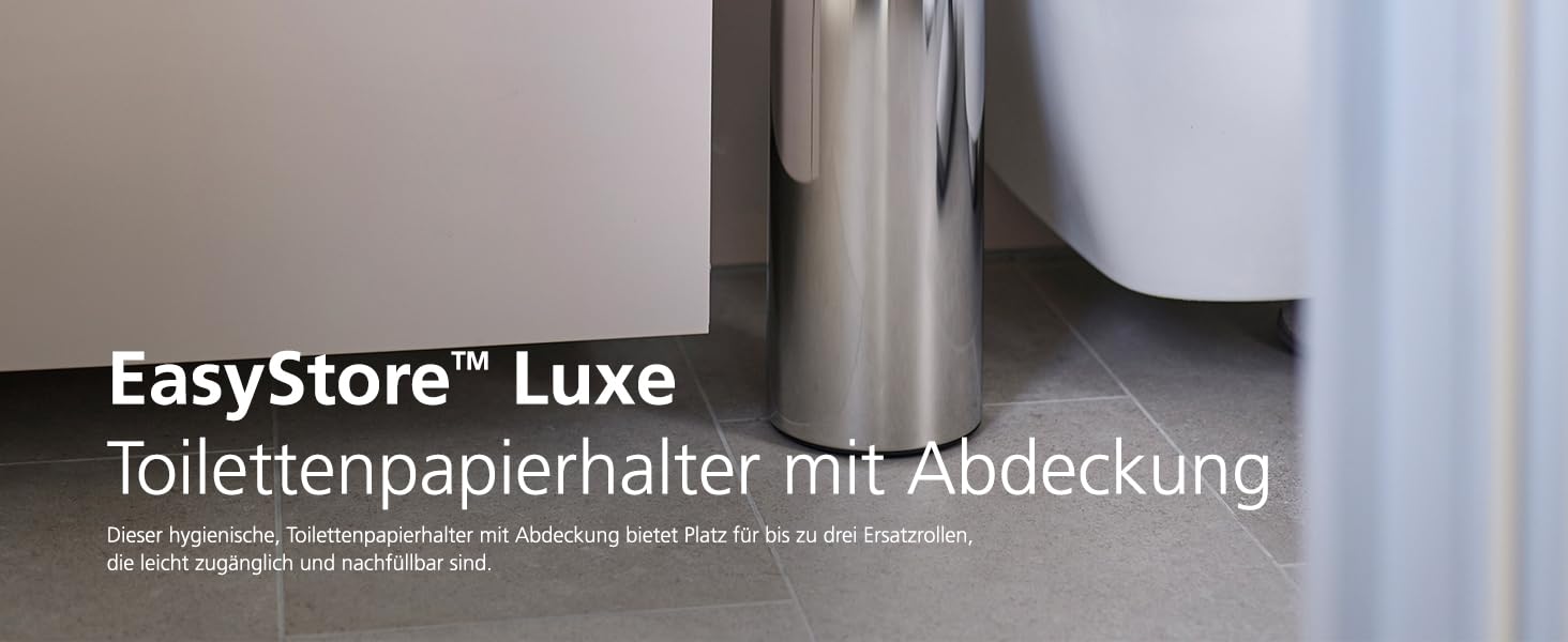 Диспенсер для туалетного паперу Joseph Joseph EasyStore Luxe з кришкою, нержавіюча сталь, на 3 рулони