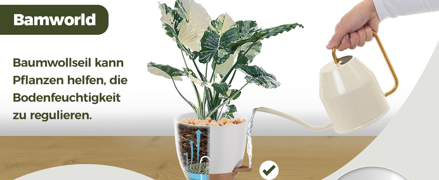 Набір горщиків для квітів Bamworld 6 шт. з автополивом, 12.7-20.3 см, з підставкою, для кімнатних рослин та розсади (білий)