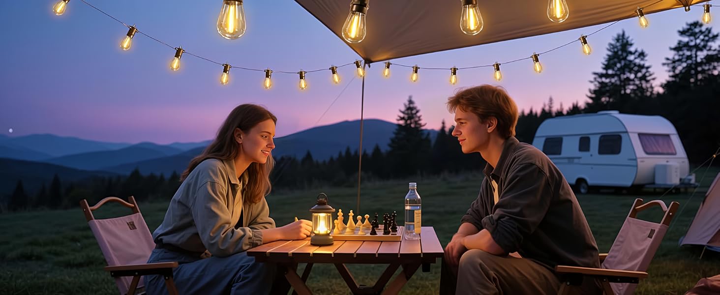 BRIMAX LED гірлянда для вулиці, 30м, 220-240V, IP44, 46+4 лампочки G40 E12 1W, 2200K, розширювана, для кемпінгу, ярмарку, саду, вечірки