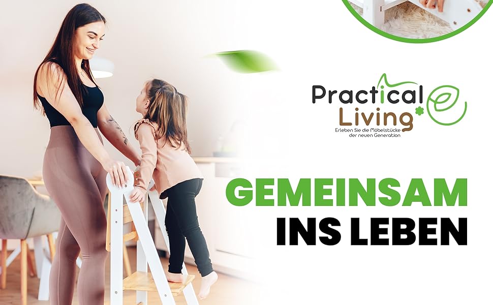 Навчальна вежа Lernturm Montessori: дерев'яна, регульована висота, для дітей від 1 року, складана. Ідеально для дому та навчання.