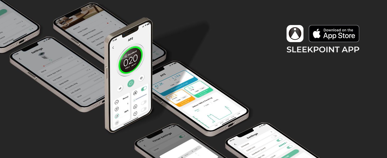 Розумний очищувач повітря Airversa Smart HomeKit AP2 для приміщень до 100 м², фільтрація PM2.5 99,99%, Thread, Siri, App, нічний режим 23 дБ, захист від дітей, білий