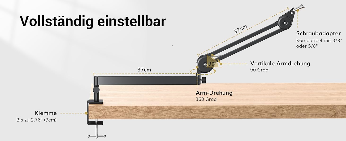 Мікрофонна стійка TONOR T40LP низькопрофільна, регульована, для геймінгу, подкастів, запису, 74 см, чорна