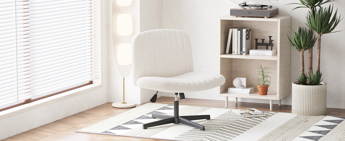 Офісне крісло Naspauluro без підлокітників, з тканинним покриттям, для роботи та відпочинку, з регулюванням висоти та функцією гойдання, поворотне на 360°, кремового кольору, без коліс