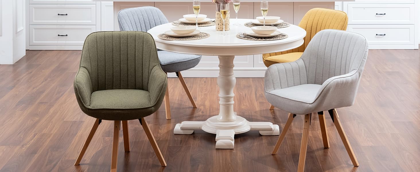 Крісло для їдальні Cosy - обертове, з підлокітниками, зелене, на дерев'яних ніжках