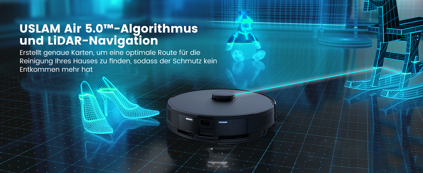 Робот-пилосос AIRROBO T20+ з функцією миття, 3.5л, станція самоочищення, 180хв роботи, LiDAR навігація, потужне всмоктування, керування через додаток, колір: чорний