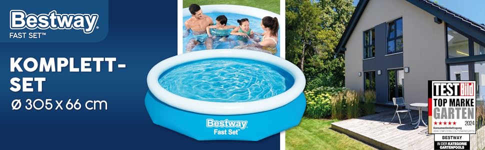 Басейн Bestway Fast Set, круглий, без насоса 183 x 51 см (305 x 66 см)