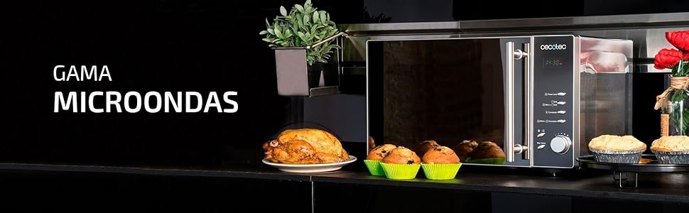 Мікрохвильова піч Cecotec ProClean 3030 20 л, 700 Вт, покриття Ready2Clean, 6 рівнів потужності, таймер 30 хв, розморожування, чорний колір