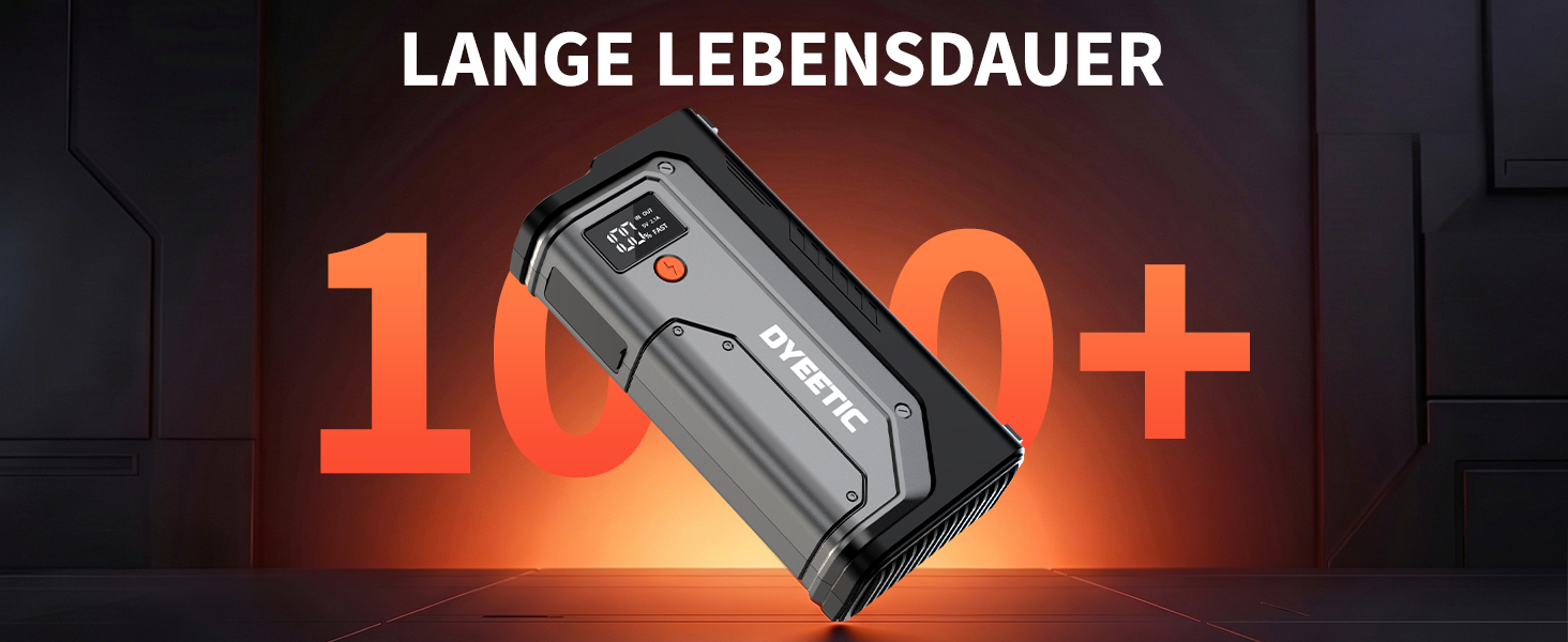 Бустер для автомобіля DYEETIC D16: пусковий зарядний пристрій Powerbank 6000A 12V для бензинових та дизельних двигунів (до 10.0Л), портативний Jump Starter з LED-ліхтарем та екраном