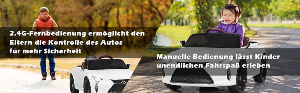Дитячий електромобіль Lexus COSTWAY 12V з пультом, LED, музикою, USB, чорний