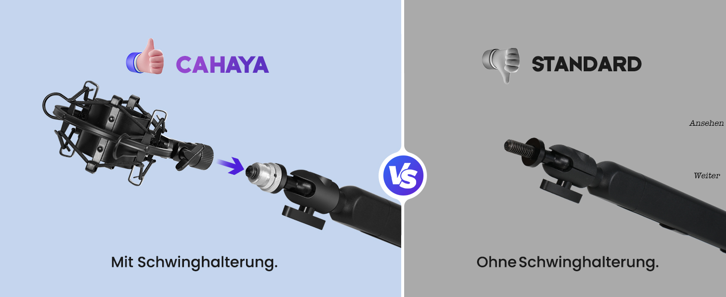 CAHAYA Мікрофонний стійкий кронштейн Boom Arm Professional: Регульований мікрофонний кронштейн з подовжувачем, низькопрофільний дизайн для стрімінгу та запису, вантажопідйомність до 2.5 кг