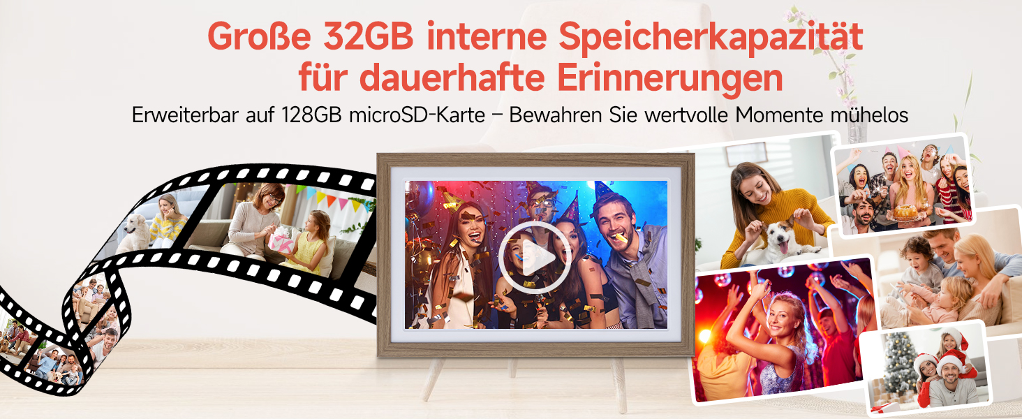 Роллеї Смарт Фрейм WiFi 1010: Цифровий фоторамка 10.1 дюйма з сенсорним екраном IPS, 32GB, дизайн 