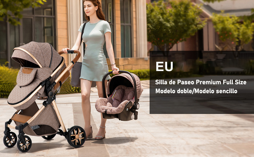 Дитяча коляска Glokid 3 в 1, комбінована коляска з подорожним системним набором, москітна сітка, дощовик, футм'юк, складна, положення для лежання, висока шасі (LV9 Рожевий)