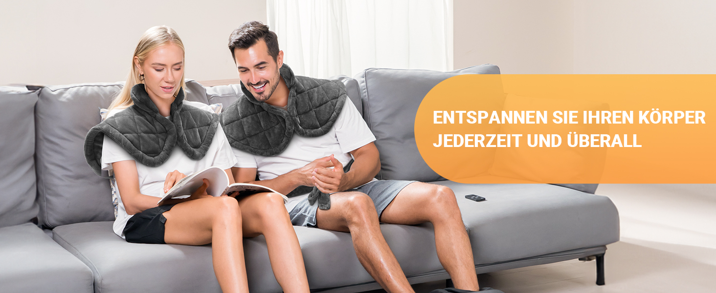 Електрична грілка iDOO 61x84 см з автовимкненням, для спини, шиї, плечей, 6 рівнів нагріву, таймер, сірий фланель, пральна