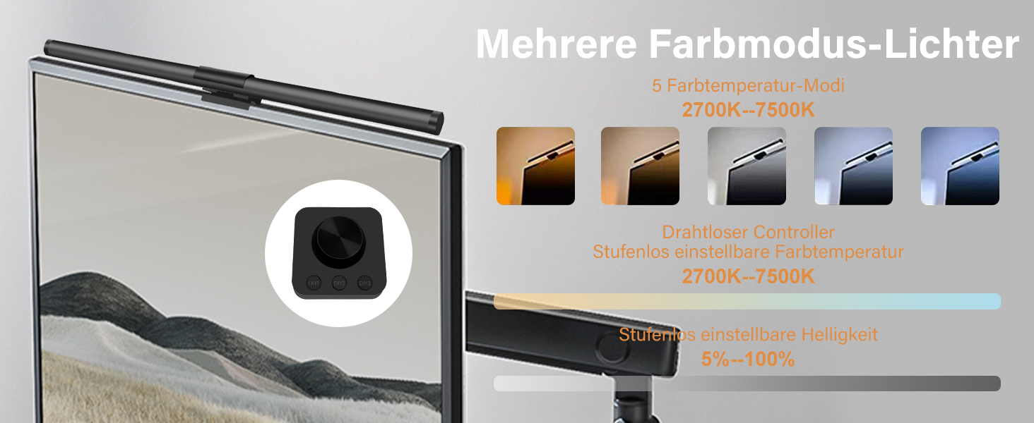 LED лампа на монітор з USB, захист очей, регульоване освітлення, сенсорний екран, 44 см