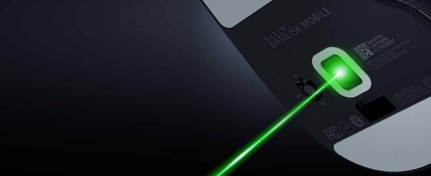 Бездротова ігрова миша Razer Basilisk Mobile AI Prompt Master, сенсор Focus X 18K, три режими підключення, перемикачі Gen-3, чорна