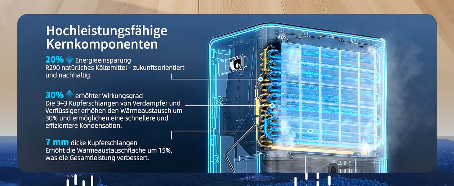 Електричний осушувач повітря HUMILABS 20L з Wi-Fi, для приміщень до 60 м², з гофрованим шлангом, резервуар 4,5л, 3 режими, таймер 24г, білий