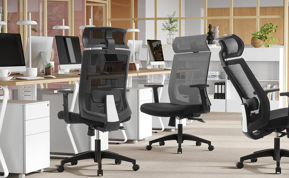 Ергономічний офісний стілець SONGMICS з сіткою, регульований комп'ютерний стілець для робочого кабінету з функцією гойдання, сірий, до 120 кг, OBN022GD01